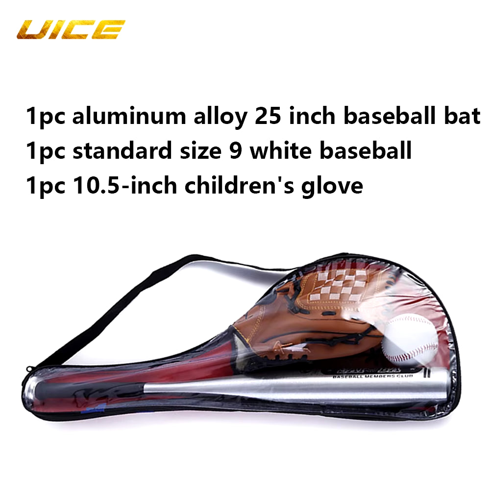 Aluminum Baseball Bat Set 25Inch with Glove&Baseballs for Softball Self Defense Batting Practice Pickup Games Baseball Accessory