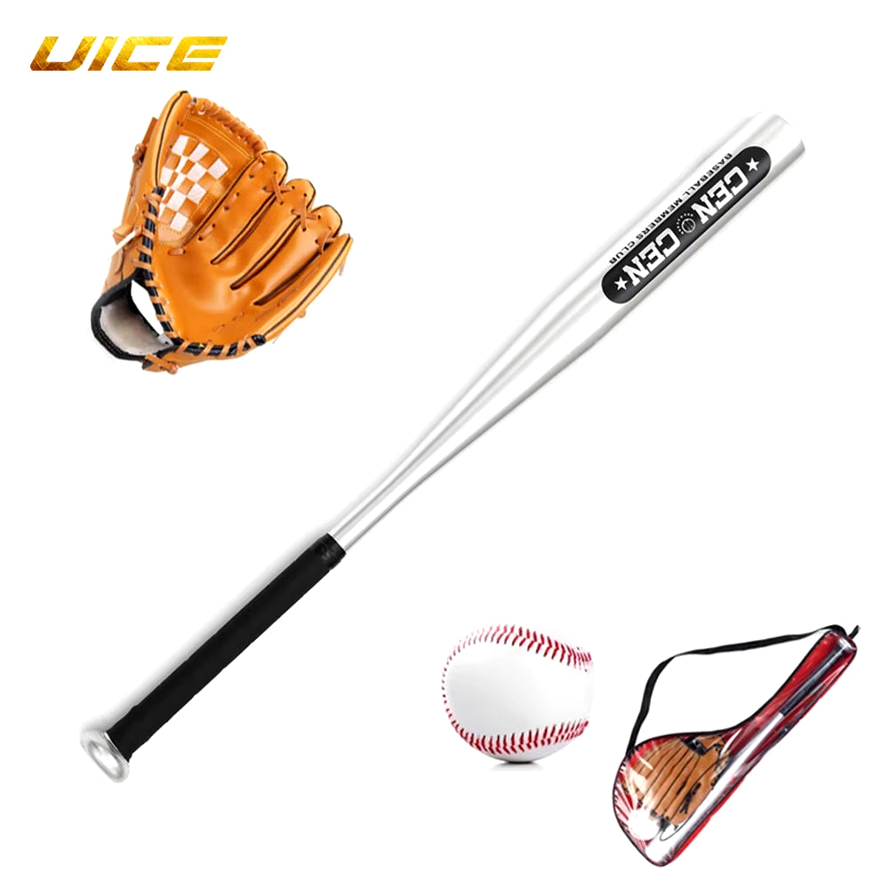 Aluminum Baseball Bat Set 25Inch with Glove&Baseballs for Softball Self Defense Batting Practice Pickup Games Baseball Accessory