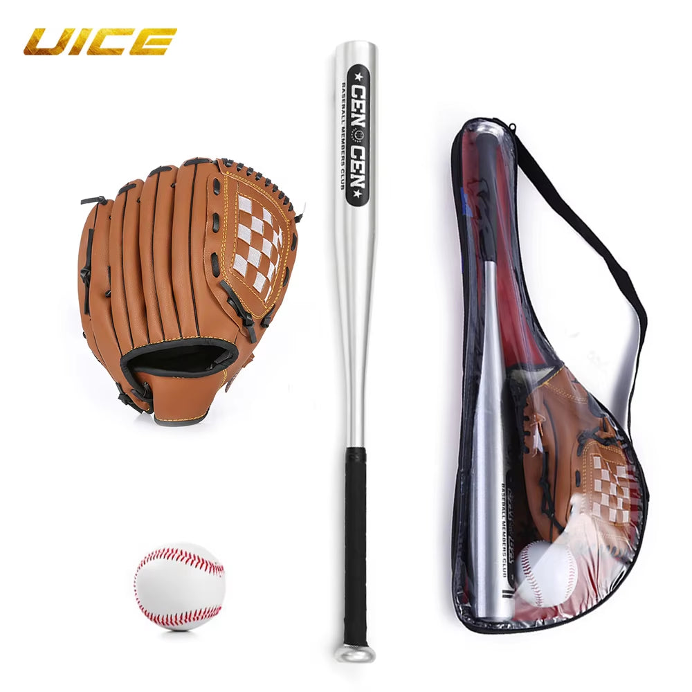 Aluminum Baseball Bat Set 25Inch with Glove&Baseballs for Softball Self Defense Batting Practice Pickup Games Baseball Accessory