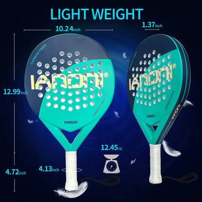 Padel Racket Carbon Fiber Surface with EVA Memory Flex Foam Core Padel Tennis Racquets Lightweight